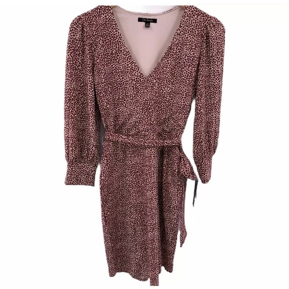 NWT City Studio index leopard print dress with surplice neck size small & belt. - Picture 5 of 12